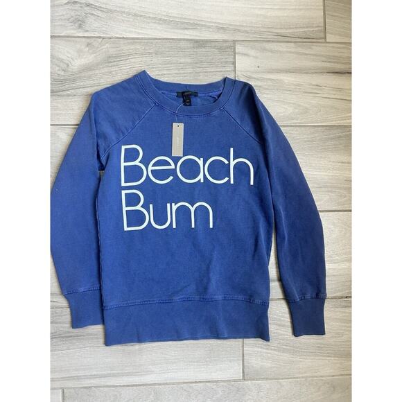 J Crew BEACH BUM Summer 2018 USA Made Raglan Blue Sweatshirt XXS NWT - Picture 1 of 4